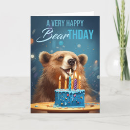 Bear Birthday Mit Kuchen und Kerzen spielen auf Wo Dankeskarte