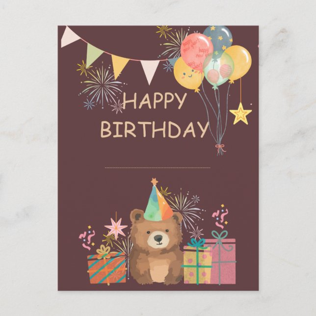 Bear Birthday Postkarte (Vorderseite)