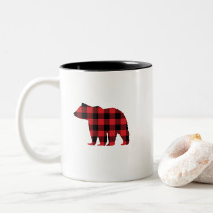 Bear Black Silhouette Buffalo Karo Zweifarbige Tasse
