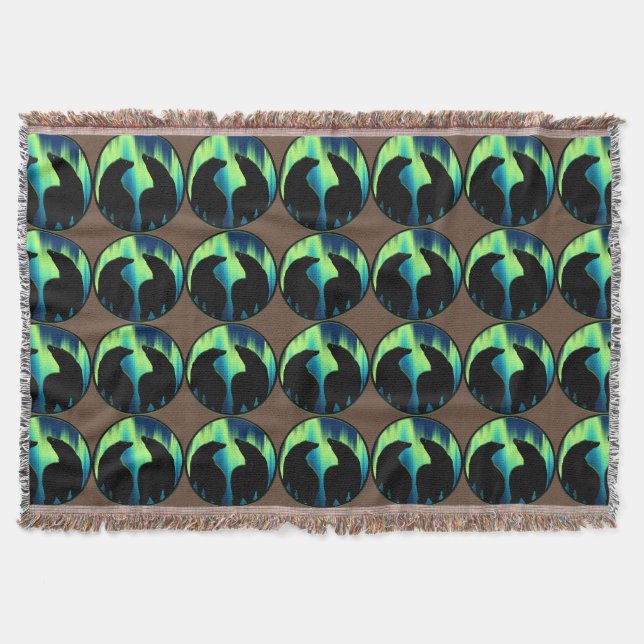Bear Blanket Northern Lights Bear Throw Blanket Decke (Vorderseite)