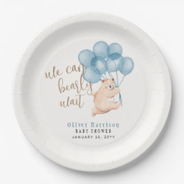 Bear Blue Balloon Baby Showdusche Niedlich warten Pappteller