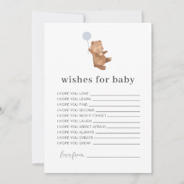 Bear Blue Balloon wünscht eine Babykarte Einladung