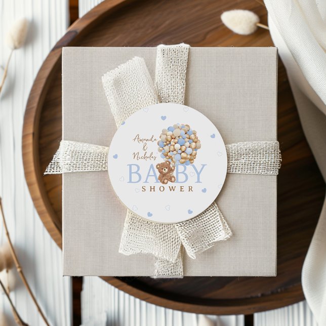 Bear Blue Bearly wait Baby Dusche Runder Aufkleber (Von Creator hochgeladen)