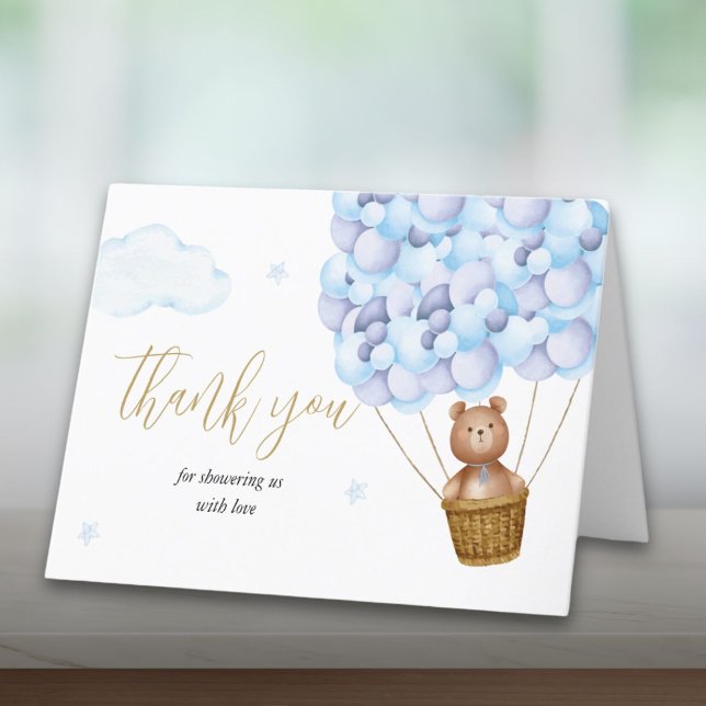 Bear Blue Boy Baby Showdusche Dankeskarte (Bearly Wait Teddy Bear Blue Boy Baby Shower Thank You Card)