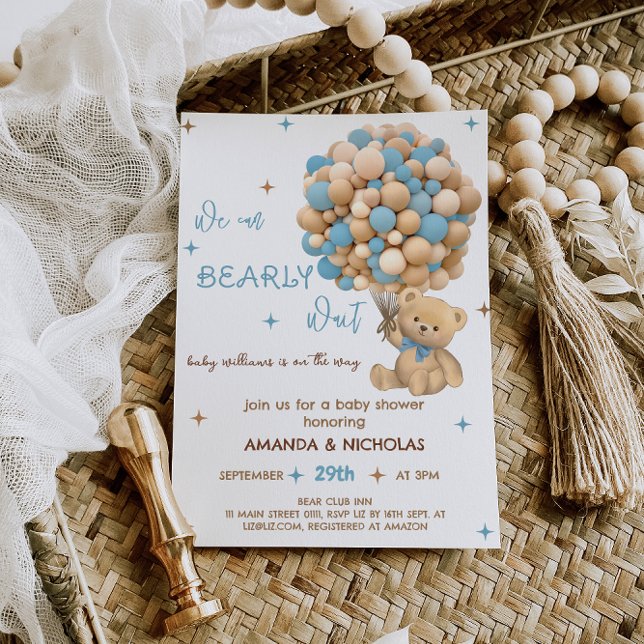 Bear Blue Boy Dusche warten Einladung (Von Creator hochgeladen)