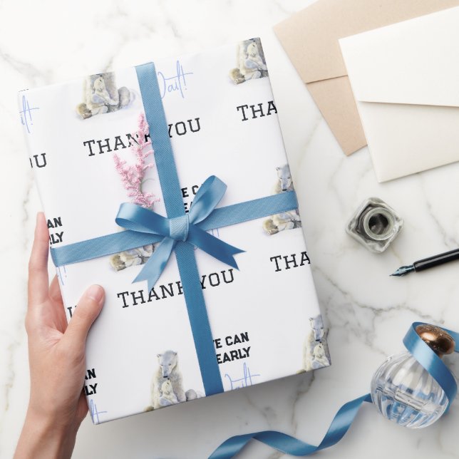 Bear Blue Boy Winter Baby Showdusche Geschenkpapier (Schenken)