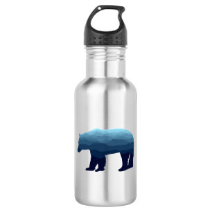 Bear Blue Forest Mountains Edelstahlflasche