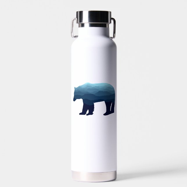 Bear Blue Forest Mountains Trinkflasche (Vorne)