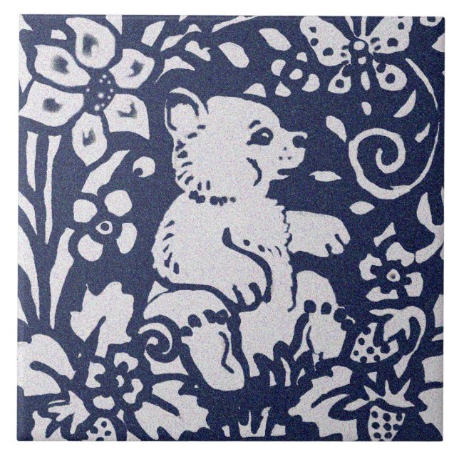 Bear Blue Gray Granite Stone Woodland Fliese (Vorderseite)