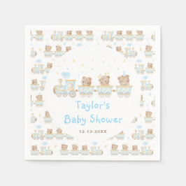 Bear Blue Train Baby Dusche Serviette