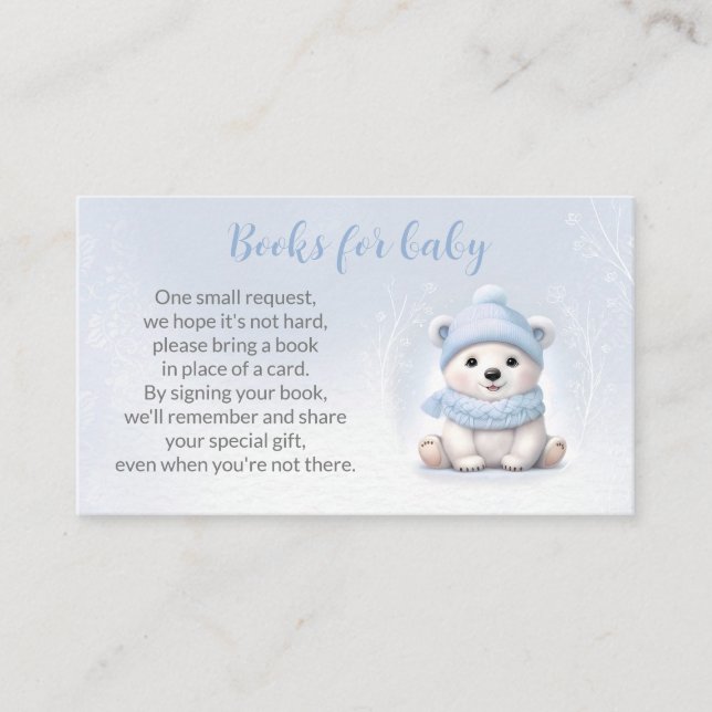 Bear Blue Winter Baby Showbücher für Babykarte Begleitkarte (Vorderseite)