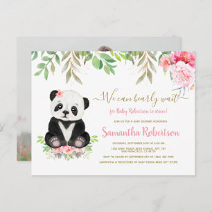 Bear Blush Pink Rose Bläserchen Girl Babydusche Einladungspostkarte