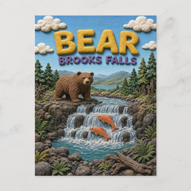 Bear Brooks Falls Modern KlayKoo Postkarte (Vorderseite)