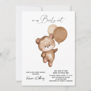 Bear Brown Bearly Wait Baby Dusche Einladung