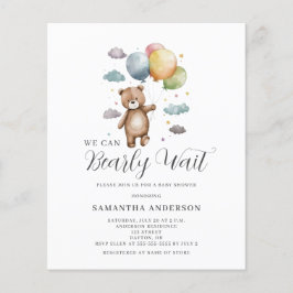 Bear Budget Baby Shower Einladung abwarten Flyer