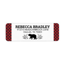 Bear Buffalo Kariert Lumberjack-Adressetikett