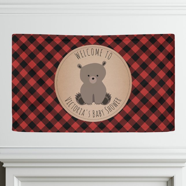 Bear Buffalo Karierte Babydusche Willkommen Banner (Von Creator hochgeladen)