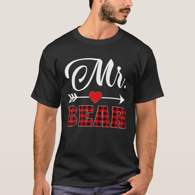 Bear Buffalo Karierter Weihnachtsmann Familie P T-Shirt (Vorderseite)