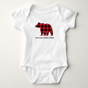 Bear Buffalo Karo Muster Silhouette Baby Strampler