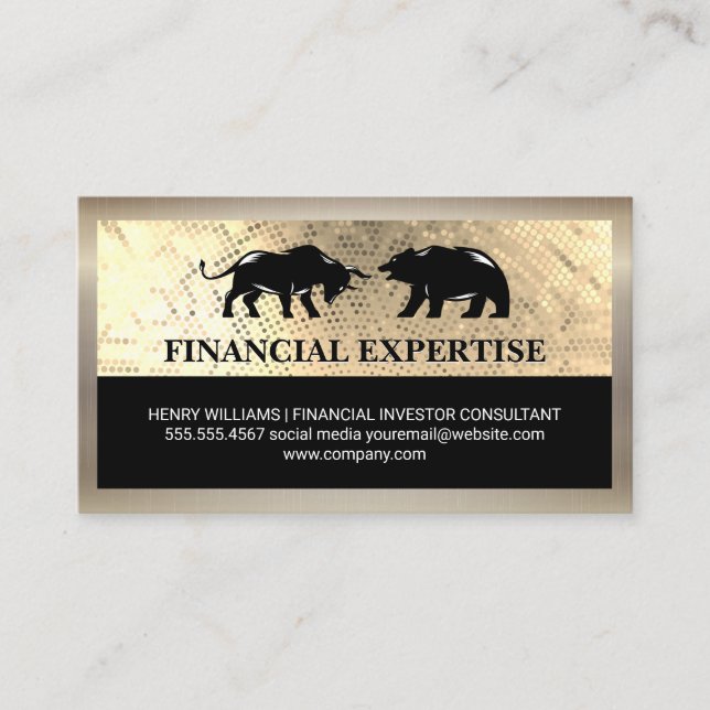 Bear Bull Market-Logo | Goldene Sequenz Visitenkarte (Vorderseite)