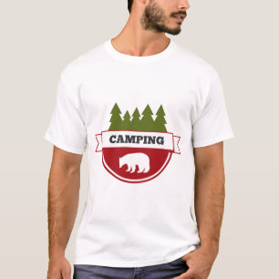 Bear Camping Modernes Abzeichen T-Shirt