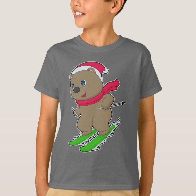 Bear Christmas Ski T-Shirt (Vorderseite)