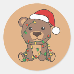 Bear Christmas Winter Animals Bears Classic Round Runder Aufkleber