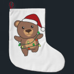 Bear Christmas Winter Animals Bears Großer Weihnachtsstrumpf<br><div class="desc">Der Bär zu Weihnachten mit Feenlicht. Hübsche Tiere mit Geschenken und Schnee für den Urlaub. Ein süßes Weihnachtsgrüßen. Bären sind niedliche Tiere und perfekt zu Weihnachten.</div>