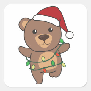 Bear Christmas Winter Animals Bears Square Sticker