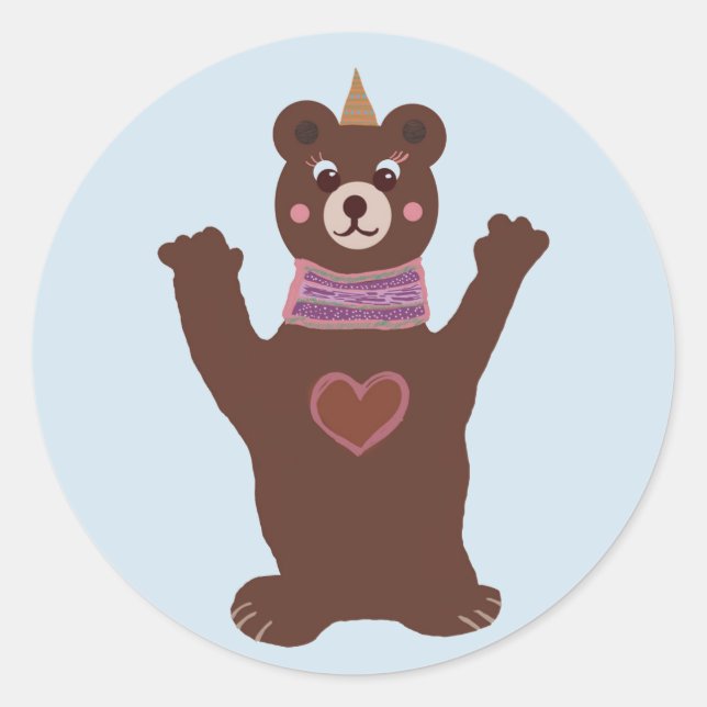 Bear Classic Round Sticker Baby Party (Vorderseite)