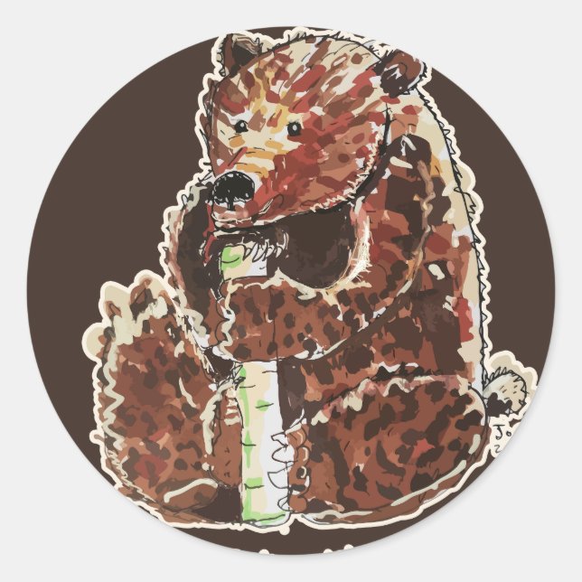 Bear Contemplates Hibernation Runder Aufkleber (Vorderseite)