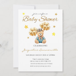 Bear Crown Gold Ballons Kinderdusche Es ist ein Ju Einladung