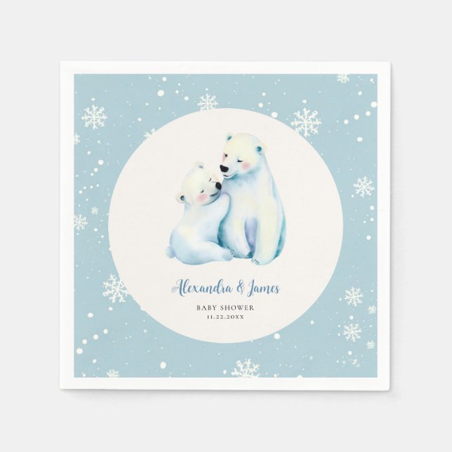 Bear Cub Baby Boy Dusche mit Polar Mommy Bear Cub Serviette (Vorderseite)