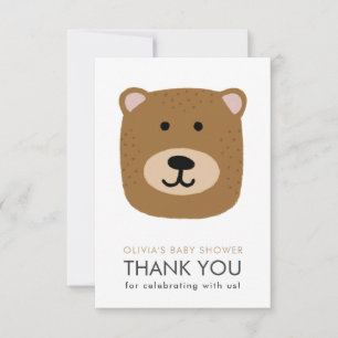 Bear cub Baby Dusche Danke Karte