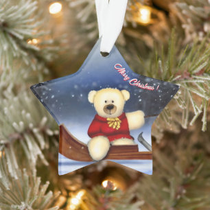 Bear cub im Schlitten im Schnee Ornament