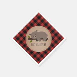 Bear Cub Lumberjack Kariert Babydusche Napkins Serviette