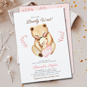 Bear Cub Woodland Baby Girl Dusche Einladung