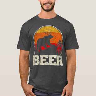 Bear Deer Antlers Funny Craft Bär Retro Grafik T-Shirt