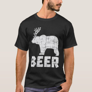 Bear Deer Beer Funny Drinks Jagen Camping Vater T-Shirt