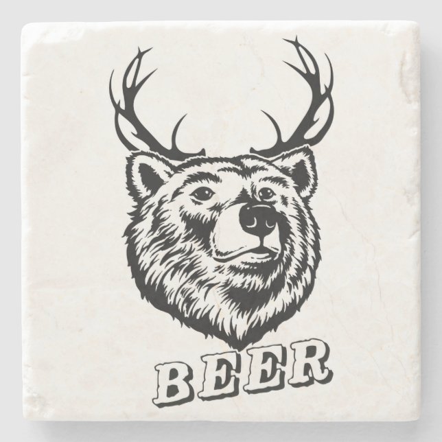 Bear + Deer = Beer? Steinuntersetzer (Vorderseite)