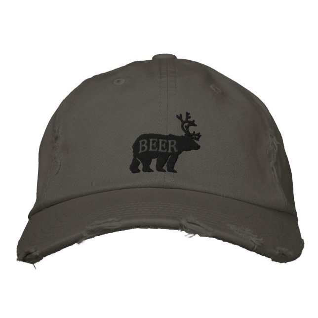 Bear Deer oder Bier bestickt Bestickte Kappe (Vorderseite)