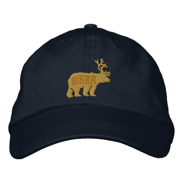Bear Deer oder Bier bestickt Bestickte Kappe (Vorderseite)