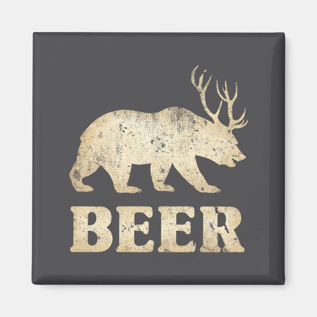 Bear Deer Vintage Beer  Magnet (Vorne)