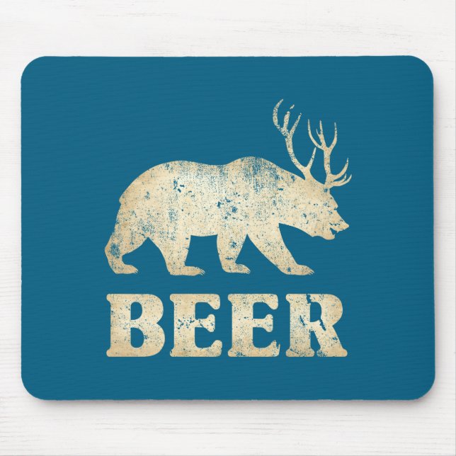 Bear Deer Vintage Beer  Mousepad (Vorne)