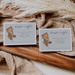 Bear Diaper Raffle Grey Enclosure Card Begleitkarte