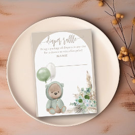 Bear Diaper Raffles Warte Green Boho Begleitkarte
