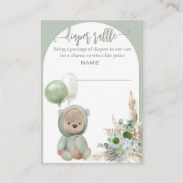 Bear Diaper Raffles Warte Green Boho Begleitkarte