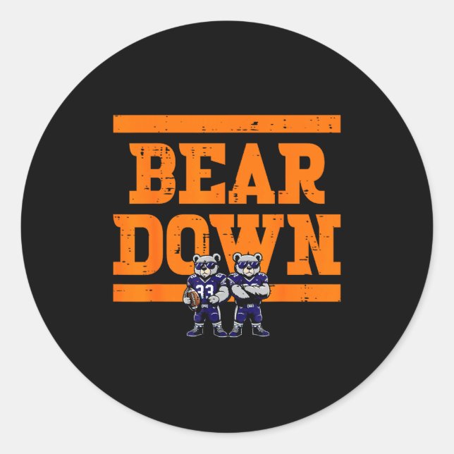 Bear Down Women Kids Boys Girls Youth Teen Men  Runder Aufkleber (Vorderseite)