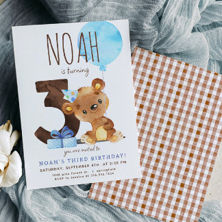 Bear Dritter Geburtstag Einladung