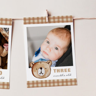 Bear Editable Monthly Foto Banner Card Einladung